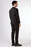 Siyah   Düz Erkek Takım Elbise - Slim Fit