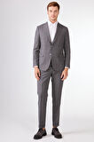 Gri   Balıksırtı Erkek Takım Elbise - Slim Fit