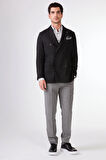 Siyah Kruvaze Slim Fit Erkek Ceket
