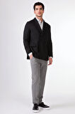 Siyah Kruvaze Slim Fit Erkek Ceket