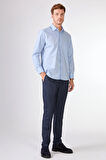 Mavi Düz Uzun Kol Regular Fit Erkek Gömlek 