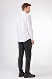 Beyaz Düz  Uzun Kol Slim Fit Erkek Gömlek 