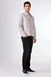 Gri Çıtçıt Kapamalı Kapitone Slim Fit Erkek Mont