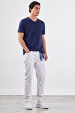 Lacivert   Düz Erkek T-Shirt - Slim Fit