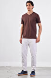 Kahve   Düz Erkek T-Shirt - Slim Fit