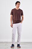 Kahve   Düz Erkek T-Shirt - Slim Fit