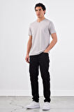 Gri   Düz Erkek T-Shirt - Slim Fit