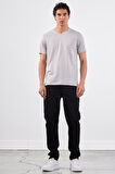Gri   Düz Erkek T-Shirt - Slim Fit