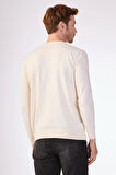 Ekru   Düz Erkek Triko - Slim Fit