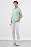 Mint Yeşili   Düz Erkek T-Shirt - Slim Fit
