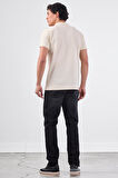 Ekru   Düz Erkek T-Shirt - Slim Fit