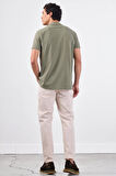 Haki   Düz Erkek T-Shirt - Slim Fit