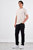 Ekru   Düz Erkek T-Shirt - Slim Fit