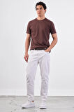 Kahve   Düz Erkek T-Shirt - Slim Fit