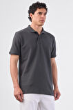 Antrasit   Düz Erkek T-Shirt - Slim Fit