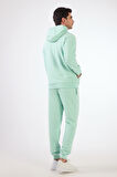 Mint Yeşili Kapüşonlu Kanguru Cepli Regular Fit Erkek Sweatshirt