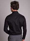 Dufy Siyah Erkek Slim Fit Düz Brent Yaka Uzun Kol Gömlek - 44954