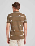 Haki Erkek Slim Fit Safari Desenli  Bisiklet Yaka T-Shirt - 57634