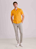 Dufy Hardal Erkek Slim Fit Düz Küba Yaka Kısa Kol Gömlek - 58164