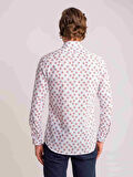 Dufy Nar Çiçeği Erkek Slim Fit Desenli Brent Düğmeli Yaka Uzun Kol Gömlek - 58342