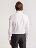Dufy Beyaz Erkek Slim Fit Çizgili Brent Yaka Uzun Kol Gömlek - 58629
