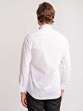 Dufy Beyaz Erkek Slim Fit Çizgili Ata Yaka Uzun Kol Gömlek - 58653