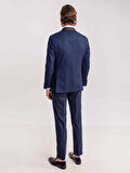 Dufy Lacivert Erkek Modern Fit Armürlü Mono Yaka Smokin Takım - 61293