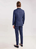 Dufy Lacivert Erkek Modern Fit Çizgili Şal Yaka Smokin Takım - 61328