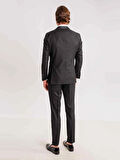 Dufy Siyah Erkek Modern Fit Çizgili Şal Yaka Smokin Takım - 61335