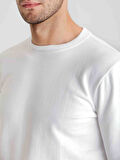 Dufy Beyaz Erkek Modern Fit Düz Casual Yuvarlak Yaka Sweatshirt - 66102