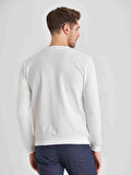 Dufy Beyaz Erkek Modern Fit Düz Casual Yuvarlak Yaka Sweatshirt - 66102