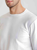 Dufy Beyaz Erkek Modern Fit Düz Casual Yuvarlak Yaka Sweatshirt - 66102
