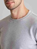 Dufy Açık Gri Erkek Modern Fit Düz Casual Yuvarlak Yaka Sweatshirt - 66162