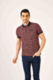 Dufy Bordo Erkek Regular Fit Desenli Polo Yaka Tshirt - 70026