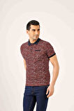 Dufy Bordo Erkek Regular Fit Desenli Polo Yaka Tshirt - 70026