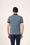 Dufy Lacivert Erkek Regular Fit Desenli Polo Yaka Tshirt - 70031