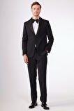 Dufy Siyah Erkek Slim Fit   Mono Yaka Smokin Takım - 79125