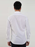 Dufy Beyaz Erkek Slim Fit Düz Brent Yaka Uzun Kol Gömlek - 79181