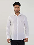 Dufy Beyaz Erkek Slim Fit Düz Brent Yaka Uzun Kol Gömlek - 79181