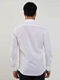 Dufy Beyaz Erkek Slim Fit Düz Brent Yaka Uzun Kol Gömlek - 79181