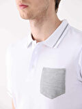 Dufy Beyaz Erkek Slim Fit Düz  Polo Yaka Tshirt - 82801