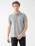Dufy Gri Melanj Erkek Slim Fit Düz  Polo Yaka Tshirt - 85453