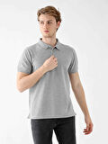 Dufy Gri Melanj Erkek Slim Fit Düz  Polo Yaka Tshirt - 85453
