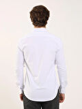 Dufy Beyaz Erkek Slim Fit Düz Klasik Yaka Uzun Kol Gömlek - 88164