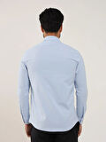 Dufy Mavi Erkek Slim Fit Düz Klasik Yaka Uzun Kol Gömlek - 88174