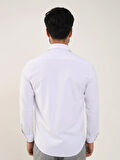 Dufy Beyaz Erkek Regular Fit Düz Brent Yaka Uzun Kol Gömlek - 88184