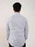 Dufy Açık Gri Erkek Slim Fit Düz Klasik Yaka Uzun Kol Gömlek - 88364