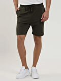 Dufy Haki Erkek Regular Fit Düz Casual Örme Short - 88538
