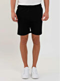 Dufy Siyah Erkek Regular Fit Düz Casual Örme Short - 88553