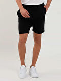 Dufy Siyah Erkek Regular Fit Düz Casual Örme Short - 88553